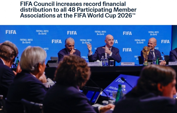 FIFA大會通過捂嘴紅牌、黃牌清零等多項改革，2026世界杯分成增至8.71億