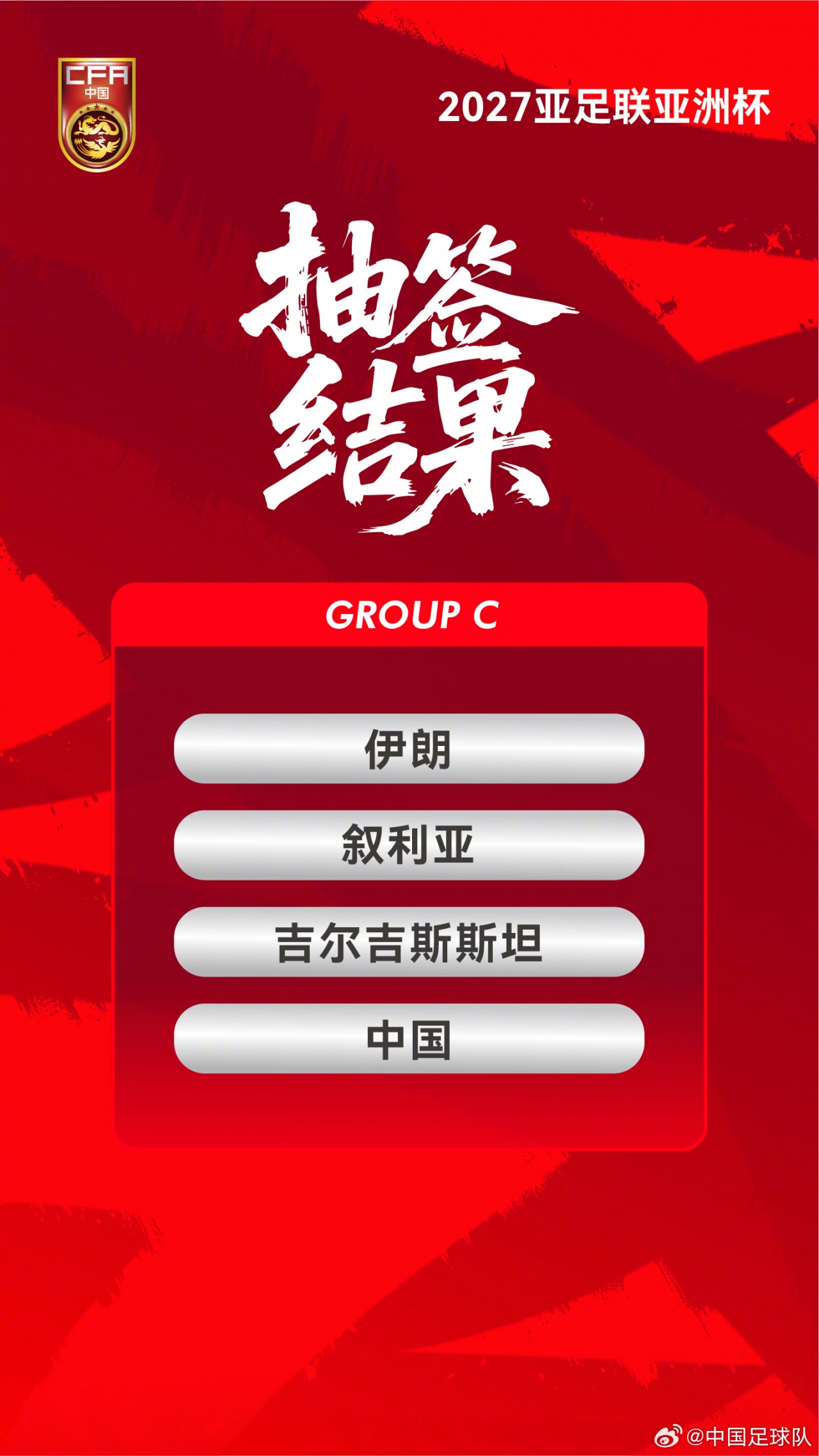2027亞洲杯抽簽揭曉：國足陷C組死局，首戰(zhàn)伊朗